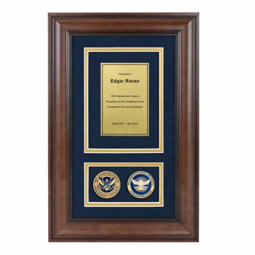 mahogany framed shadow box award TSA