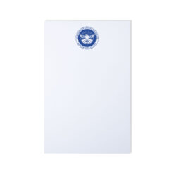 white notepad with blue tsa insignia